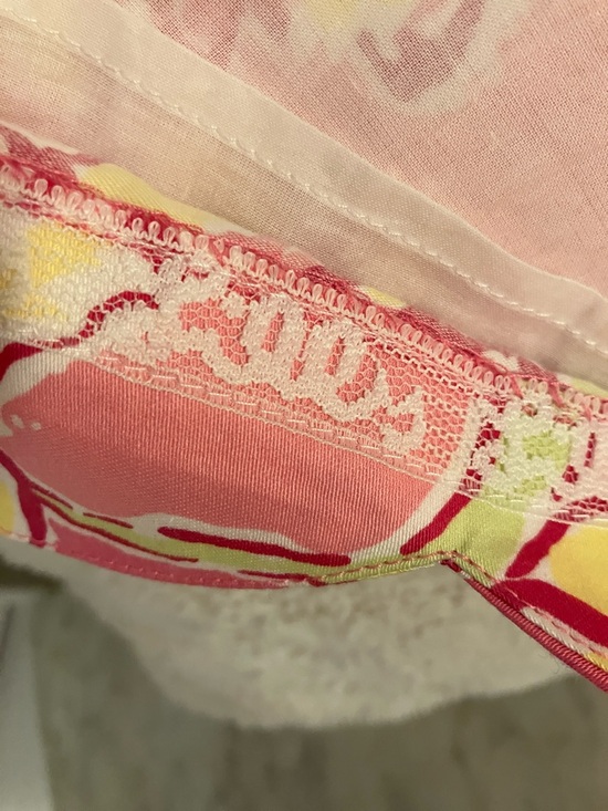 Lilly Pulitzer Pink Floral Mini Skirt with Yellow Accents Cute Scalloped Bottom! - Picture 4 of 9